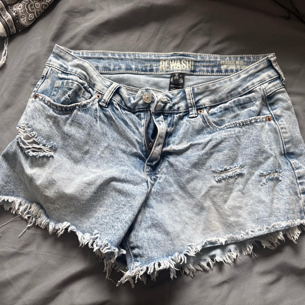 Rewash Light Blue Distressed Denim Cutoff Shorts
